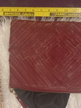 Quilted Burgundy Leather Wristlet Clutch